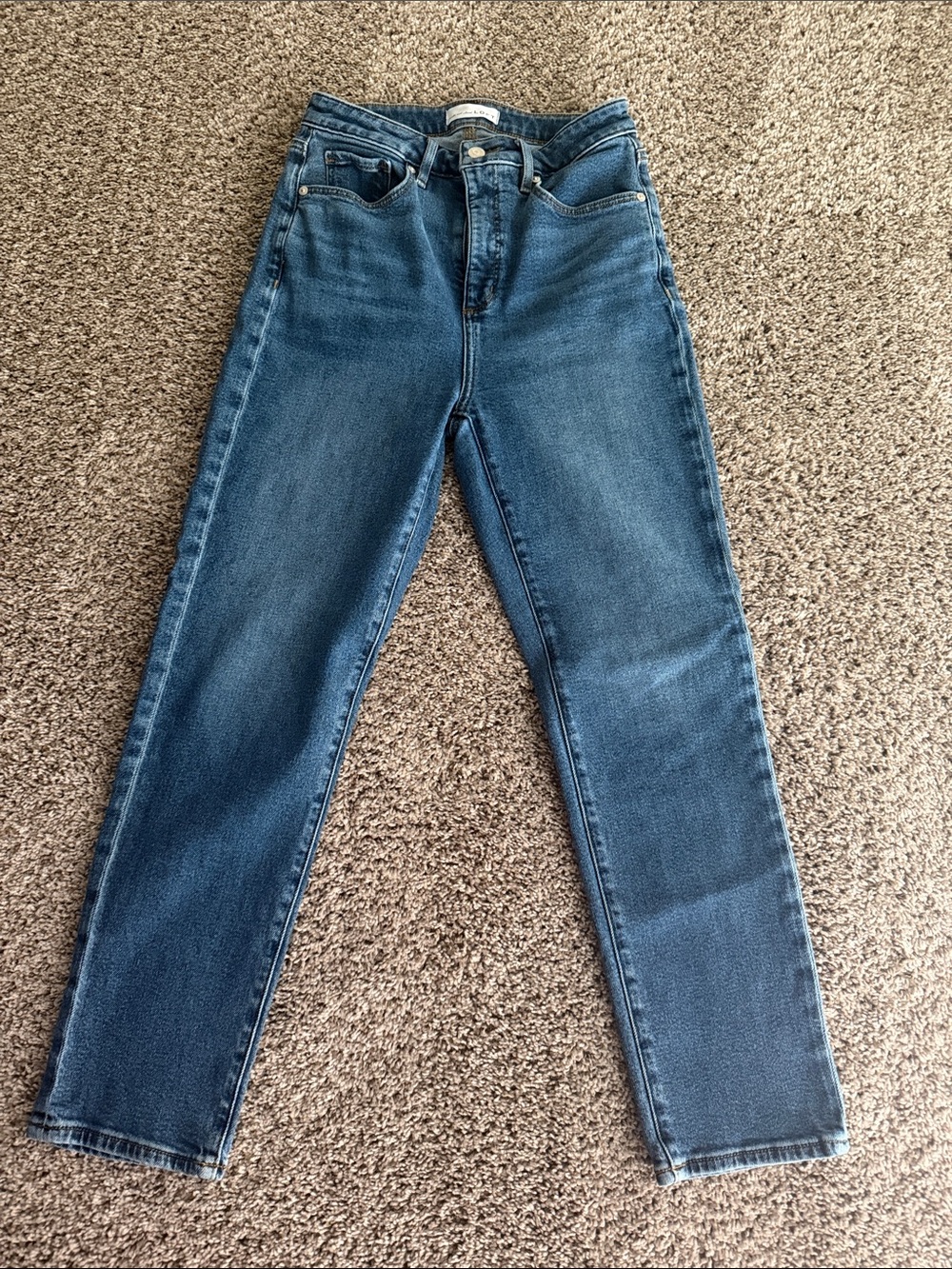 LOFT Women's Straight-Leg Jeans in Medium Blue Denim